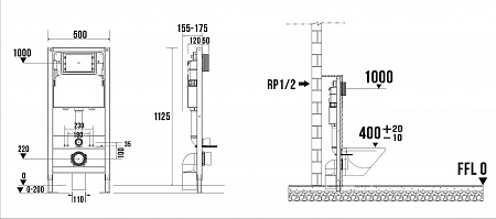 Сенсорная система инсталляции для подвесного унитаза 500х1125 (3 в 1) Terminus Чайковский - фото 9
