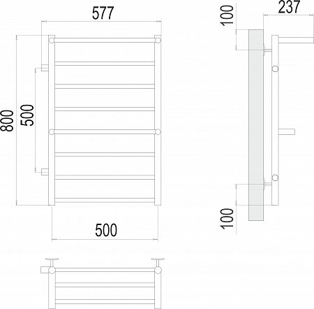 Аврора с 2-мя/п П8 500х800 бп500 слева Полотенцесушитель TERMINUS Чайковский - фото 3