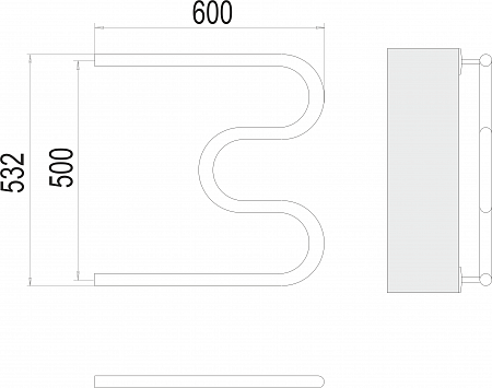М-обр AISI 32х2 500х600 Полотенцесушитель  TERMINUS Чайковский - фото 3
