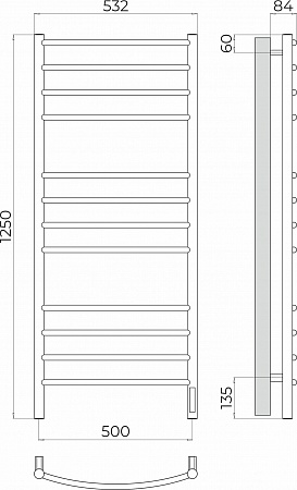 Классик П12 500х1250 Электро (quick touch) Полотенцесушитель TERMINUS Чайковский - фото 3