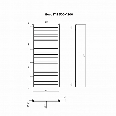 Ното П12 500х1200 Полотенцесушитель TERMINUS Чайковский - фото 3
