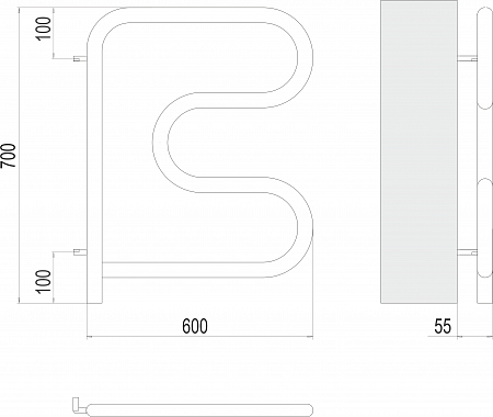 Электро 25 F-обр 600х600 поворотный Полотенцесушитель TERMINUS Чайковский - фото 3