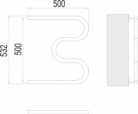 М-обр AISI 32х2 500х500 Полотенцесушитель  TERMINUS Чайковский - фото 3
