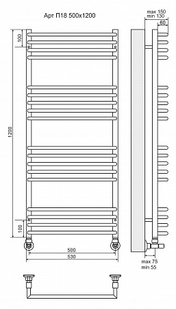 Арт П18 500х1200 Полотенцесушитель  TERMINUS Чайковский - фото 3 Арт П18 500х1200 Полотенцесушитель  TERMINUS Чайковский - фото 3