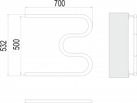 М-обр AISI 32х2 500х700 Полотенцесушитель  TERMINUS Чайковский - фото 3