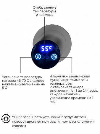 Рондо П2 350х760 электро Полотенцесушитель TERMINUS Оружейная сталь Чайковский - фото 5