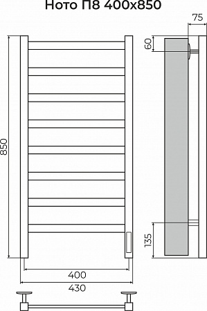 Ното П8 400х850 Электро (quick touch) Полотенцесушитель TERMINUS Чайковский - фото 3