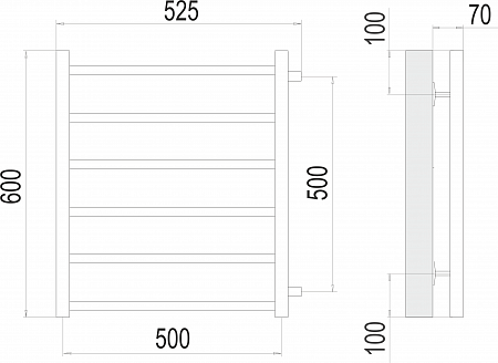 Вега П6 500х600 бп500 Полотенцесушитель  TERMINUS Чайковский - фото 3