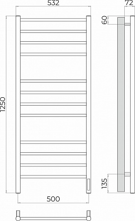 Аврора П12 500х1250 Электро (quick touch) Полотенцесушитель TERMINUS Чайковский - фото 3