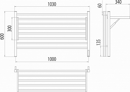 Горизонт П8 1000х600 электро КС ЧЕРНЫЙ МУАР (sensor quick touch) Полотенцесушитель TERMINUS Чайковский - фото 5