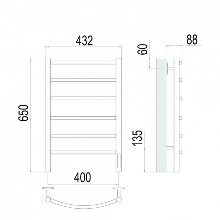 Классик П6 400х650 Электро (quick touch) Полотенцесушитель TERMINUS Сатин Чайковский - фото 4